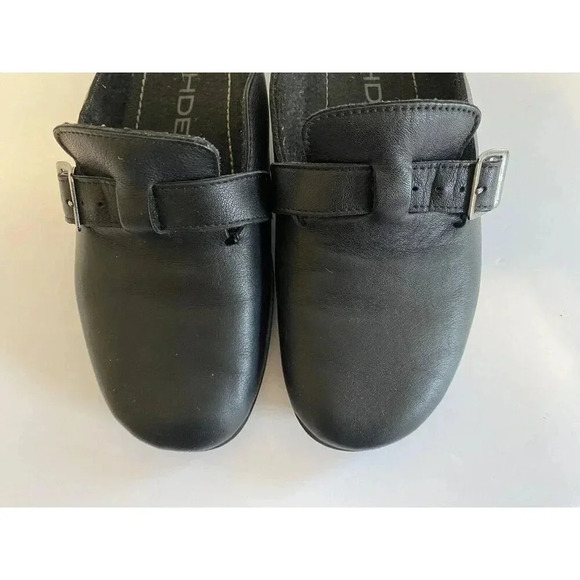 Rohde Women’s Black Leather Mules Clogs Shoes Sz EU39 US8.5 Slip On lined - Picture 5 of 12